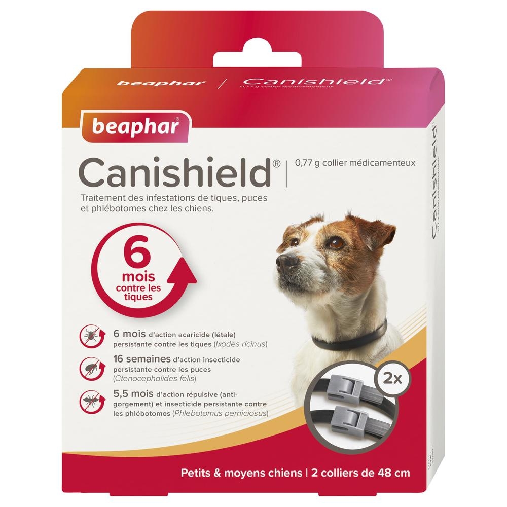 Canishield 0,77 g collier médicamenteux pour petits et moyens chiens x2